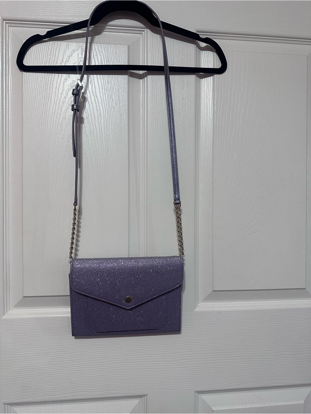Kate Spade Lavender Glitter Crossbody with Chain Strap